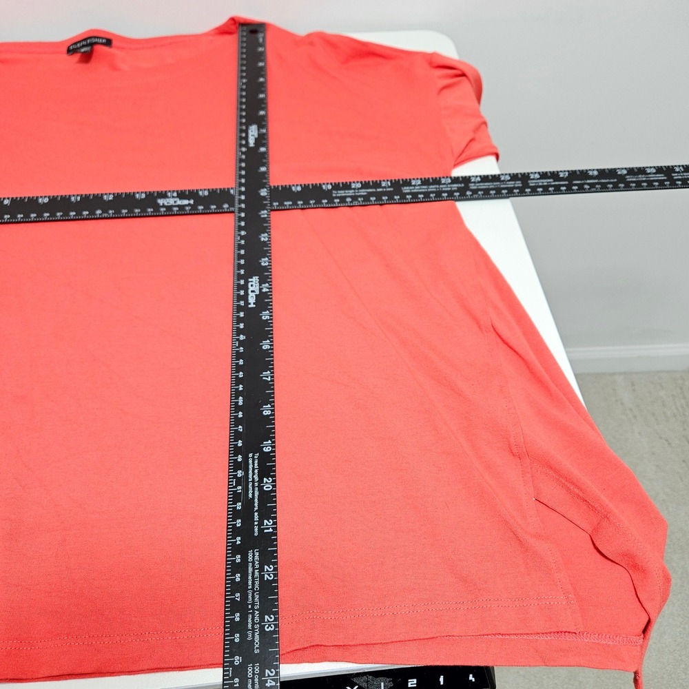 Eileen Fisher Womens Jersey Knit Top Minimalist Relaxed Capsule Coral Orange L - Picture 6 of 9
